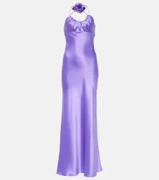 Floral-appliquà silk charmeuse gown Floral-appliquà silk charmeuse gown