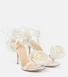 Floral-applique satin sandals Floral-applique satin sandals