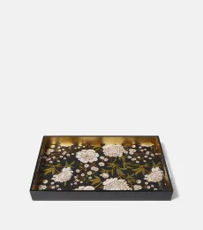 Floral lacquered wood tray
