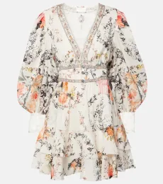 Floral linen and silk minidress Floral linen and silk minidress