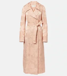 Floral linen-blend jacquard coat Floral linen-blend jacquard coat
