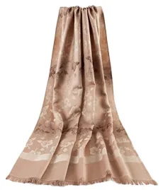 Floral Pattern Pashmina Style Scarf Shawl Wrap for Women (Tan) Floral Pattern Pashmina Style Scarf Shawl Wrap for Women (Tan)