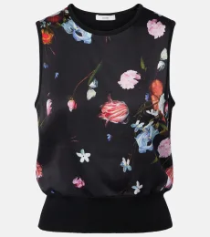 Floral printed wool top Floral printed wool top