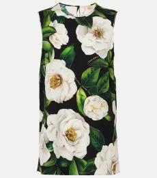 Floral silk-blend charmeuse top Floral silk-blend charmeuse top