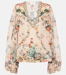 Floral silk blouse