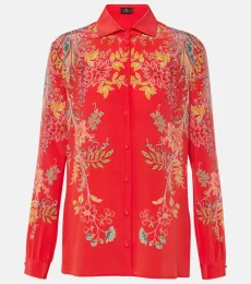 Floral silk crêpe de chine shirt Floral silk crêpe de chine shirt