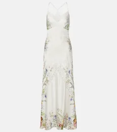 Floral silk satin slip dress