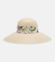 Floral silk-trimmed sun hat Floral silk-trimmed sun hat