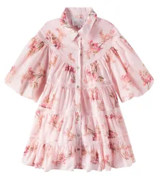 Floral tiered cotton shirt dress Floral tiered cotton shirt dress