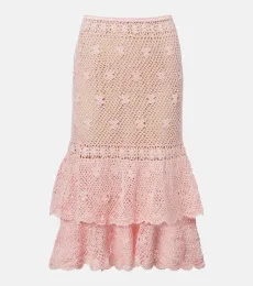 Florence crochet ruffled cotton midi skirt Florence crochet ruffled cotton midi skirt