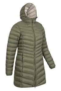 Florence Womens Winter Long Padded Jacket - Water Resistant Rain Coat, Lightweight Ladies Jacket, Green