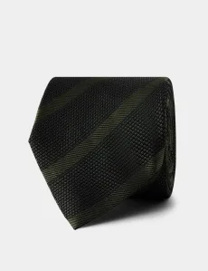 Forest Green Tonal Stripe Grenadine 1913 Tie Silk Striped Men's Forest Green Tonal Stripe Grenadine 1913 Tie Silk Striped Men's