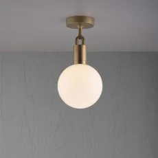 Forked Ceiling Light Opal Glass Globe, Medium Forked Ceiling Light Opal Glass Globe, Medium
