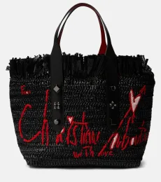 Frangibus Medium embroidered raffia tote bag Frangibus Medium embroidered raffia tote bag