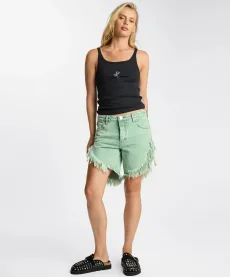Frankies Low Waist Long Length Denim Shorts Denim Shorts - Frankies Seaglass Green Size 25 One Teaspoon Frankies Low Waist Long Length Denim Shorts Denim Shorts - Frankies Seaglass Green Size 25 One Teaspoon