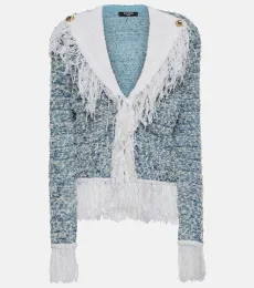 Fringed denim tweed jacket Fringed denim tweed jacket