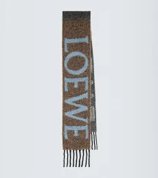 Fringed logo alpaca and wool-blend scarf Fringed logo alpaca and wool-blend scarf