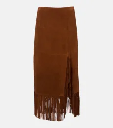 Fringed suede midi skirt Fringed suede midi skirt