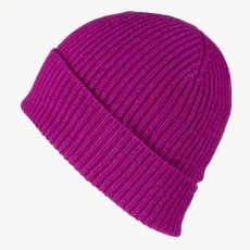 Fuchsia Pink Rib Knit Cashmere Beanie Fuchsia Pink Rib Knit Cashmere Beanie