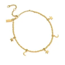 ChloBo Gold Mini Moon Stars Anklet - Gold ChloBo Gold Mini Moon Stars Anklet - Gold