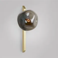 Gaia - Tall - Flush - DALI-A Wall Light satin brass with smoked hand formed glass Gaia - Tall - Flush - DALI-A Wall Light satin brass with smoked hand formed glass