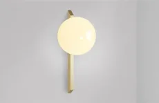 Gaia - Tall - Plate Wall Light satin brass with shiny opal glass Gaia - Tall - Plate Wall Light satin brass with shiny opal glass