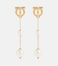 Gancini faux pearl drop earrings Gancini faux pearl drop earrings
