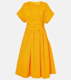 Gathered cotton-blend cocktail dress Gathered cotton-blend cocktail dress