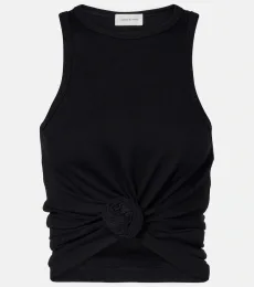 Gathered cotton-blend jersey tank top Gathered cotton-blend jersey tank top