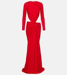 Gathered crepe jersey gown Gathered crepe jersey gown