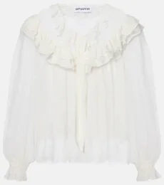 Gathered georgette and lace blouse Gathered georgette and lace blouse