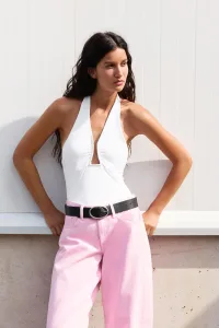 Gathered Halter Neck Bodysuit