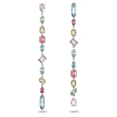 Gema drop earrings, Asymmetrical, Multicoloured, Rhodium plated Gema drop earrings, Asymmetrical, Multicoloured, Rhodium plated