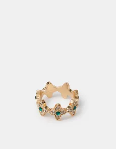 Gemstone Clover Ring Green, Size M Gemstone Clover Ring Green, Size M
