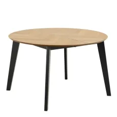 Georgetown Round 6 Seat Dining Table In Oak Black Georgetown Round 6 Seat Dining Table In Oak Black