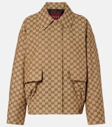 GG Canvas leather bomber jacket GG Canvas leather bomber jacket
