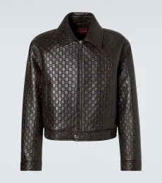 GG debossed leather blouson jacket GG debossed leather blouson jacket