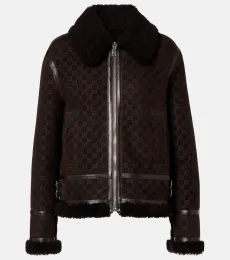GG shearling-trimmed leather jacket GG shearling-trimmed leather jacket