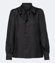 GG tie-neck silk twill blouse GG tie-neck silk twill blouse