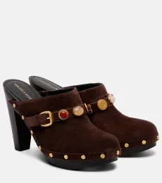 Giana embellished suede platform mules Giana embellished suede platform mules