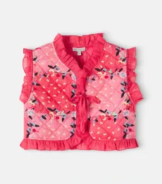 Gilet Beatrice en coton à fleurs
