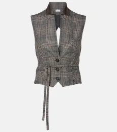 Gilet en laine vierge à carreaux