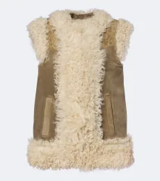 Gilet en shearling à broderies