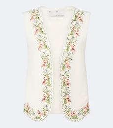 Gilet en soie et lin à broderies Gilet en soie et lin à broderies