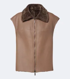 Gilet Nico réversible en cuir et shearling