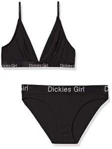Girl Women's Dual Tone Triangle Bra & Bikini Set Base Layer, Black, Large Girl Women's Dual Tone Triangle Bra & Bikini Set Base Layer, Black, Large