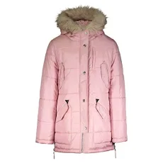 Girls' Heavyweight Expedition Jacket Down Alternative Coat, Pink Pockets Cozy Trim, 8