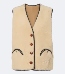 Gliss leather-trimmed shearling vest
