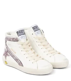 Glitter leather sneakers