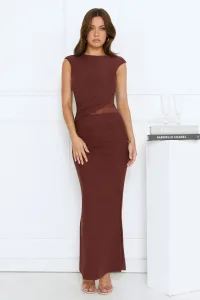 Glow Getter Hour Mesh Maxi Dress Brown Glow Getter Hour Mesh Maxi Dress Brown